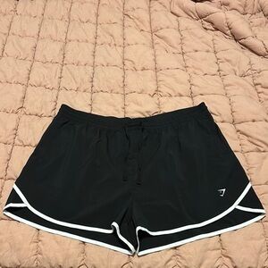 Gymshark Black and White Athletic Shorts with Curved Hem